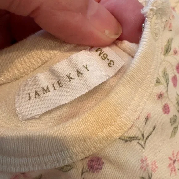 Jamie Kay Mauve Knit Baby Overalls with Moons Garden Bodysuit and Bow - Picture 5 of 6